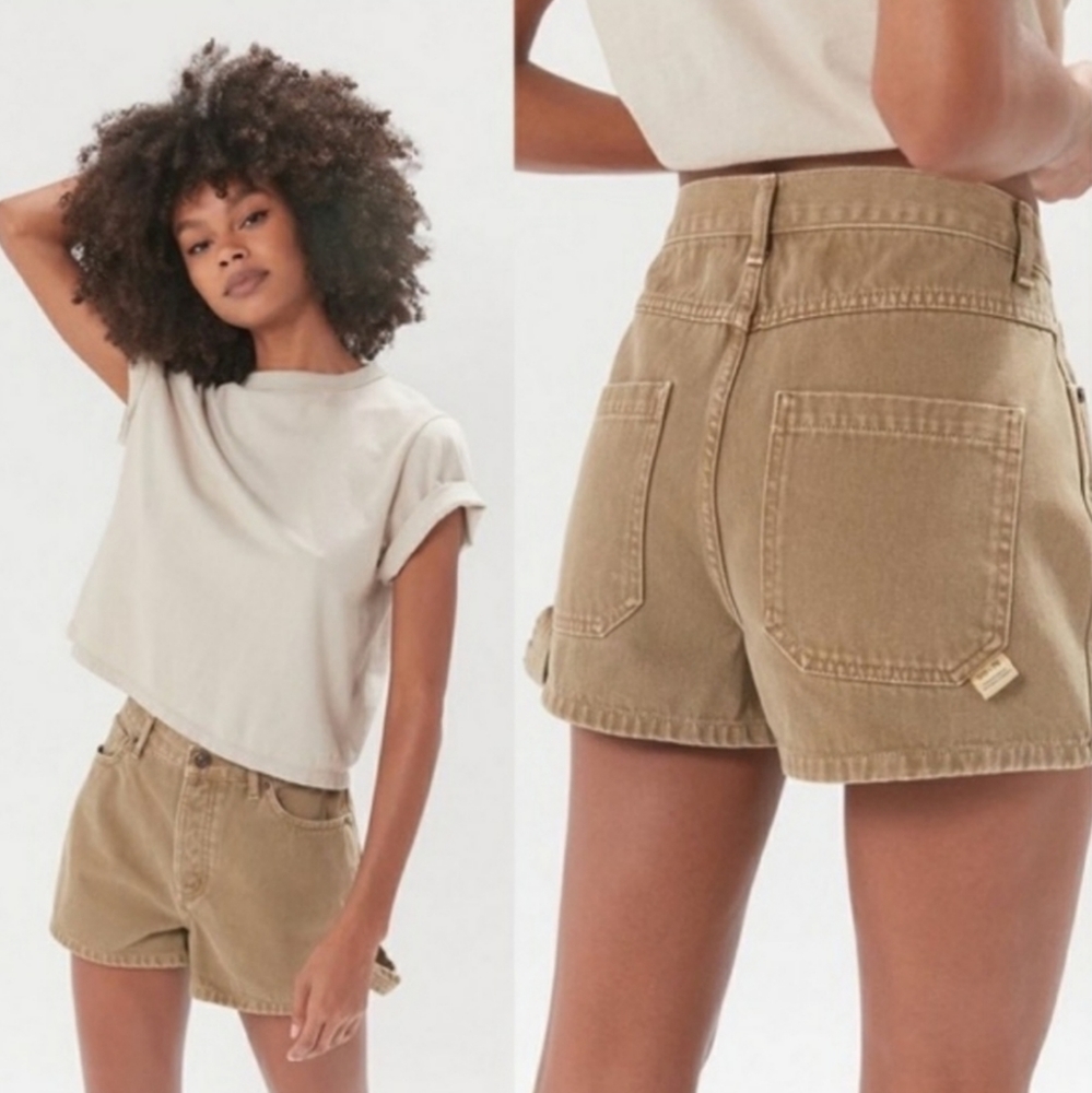 BDG High-Rise Carpenter Shorts | 29 | Light Brown, Tan | Urban Outfitters